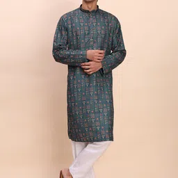 Pro-Ethic STYLE DEVELOPER Men Floral Woven Design Cotton Kurta with Pyjamas-picture-38