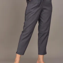 VYMO Women Slim Fit Easy Wash Mid-Rise Formal Trousers-image-1