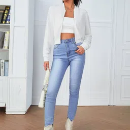 Stylecast X Slyck Women Lightweight Crop Bomber Jacket image 2