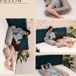 Siroki Bond Grey Fibre Filled Faux Velvet Lightweight Maternity Pillow image 4