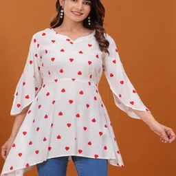SMIEN Women Heart Shape Printed Block Print Top-picture-15