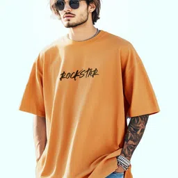 AUSK Graphic Printed Round Neck Drop-Shoulder Sleeves Oversized Cotton T-shirt image 3