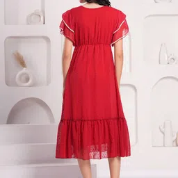 BAESD Jacquard Women Self Design Fit & Flare Midi Dress image 3