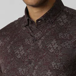 van heusen V Dot Men Button-Down Collar Floral Printed Cotton Slim Fit Formal Shirt image 2