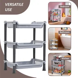 Kuber Industries Grey 2Pc 3-Tier Collapsible Plastic Racks for Kitchen Storage image 5