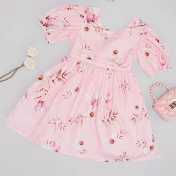 Pantaloons Junior Girls Floral Print Fit & Flare Cotton Dress-picture-34