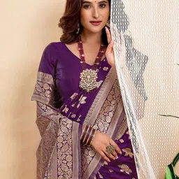 KALINI Woven Design Zari Silk Blend Designer Banarasi Saree image 4