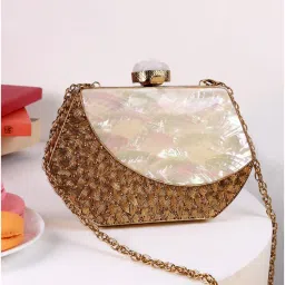THE TAN CLAN Demi Brass Clutch With Detachable Gold-picture-30