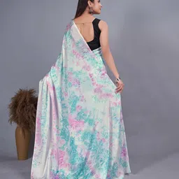 HERE&NOW Tie and Dye Pure Chiffon Ready to Wear Jamdani Saree image 2