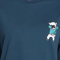 Metronaut Women Pack of 2 Kung Fu Panda Typography Printed Cotton Oversized T-shirts image 2