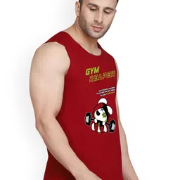 SLOWLORIS Pack Of 2 Printed Round Neck Cotton Gym Vests image 2