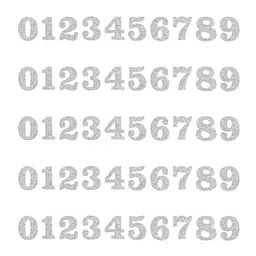 Comet Busters Grey & White Printed Self-Adhesive Glitter Numerals Stickers image 1
