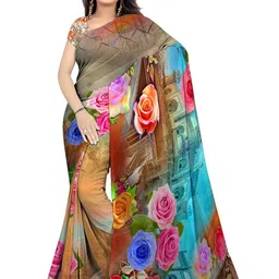 SHIVAM FABRICS Floral Poly Georgette Saree-picture-28