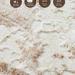 OBSESSIONS Beige Abstract Printed Anti-Skid Carpet image 2