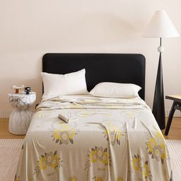 JC HOME Beige & Yellow Floral AC Room Single Bed Quilt-picture-26