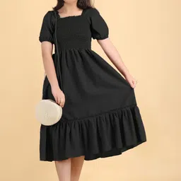 FIXOCRA Puff Sleeve Fit & Flare Midi Dress image 4