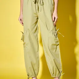 BUY NEW TREND Women Relaxed High-Rise Cargos Trousers-image-37