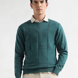 Arrow Men Geometric Self Design Pullover Sweater-picture-36