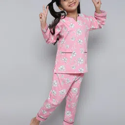 Little Clothings Girls Floral Printed Pure Cotton Night Suit-image-81