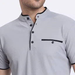 N AND J Men Mandarin Collar T-shirt image 3