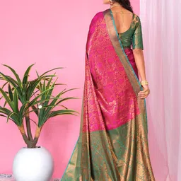 jayant creation Woven Design Zari Silk Blend Banarasi Saree image 5