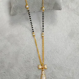 Vinayak enterprise Gold-Plated Artificial Stones Studded And Beaded Mangalsutra image 3