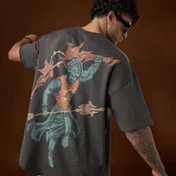 The Souled Store Mythology Printed Drop-Shoulder Sleeves Oversized Pure Cotton T-shirt-picture-31