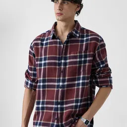 The Souled Store Men Relaxed Fit Tartan Checked Spread Collar Cotton Casual Shirt-picture-26