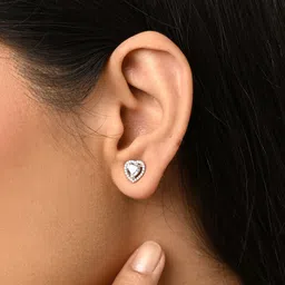 Clara Rhodium-Plated Contemporary Cubic Zirconia Studded Earrings image 5