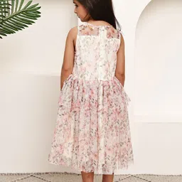 JAKANARY Floral Print Ruffled Net Fit & Flare Dress image 3