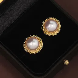 Krelin Gold-Plated Pearls Beaded Circular Shaped Studs-picture-32