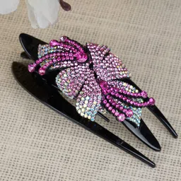 MIZORRI Women Pink Crystal Flower Rhinestone Hair Claw Clip-image-82