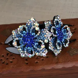 MIZORRI Women Blue & Black Embellished Plastic Claw Clip-picture-15