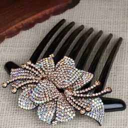 MIZORRI Women Gold-Toned & Black Embellished Comb Pin-picture-18