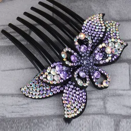 MIZORRI Women Purple & Black Tic Tac Hair Clip-image-7
