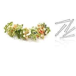 Hair Flare Artificial Flower with Leaf Beaded Hair Accessory-picture-6