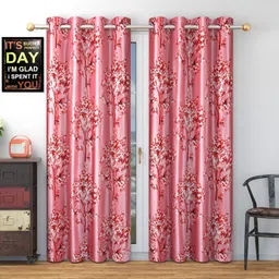 Galaxy Home Decor Maroon Set of 2 Floral Window Curtain-picture-25