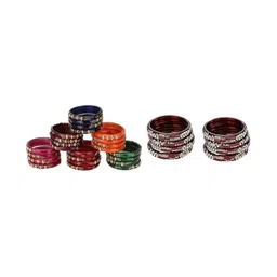 SOMIL Women Set Of 8 Multicolor Glass Bangles Set-image-90