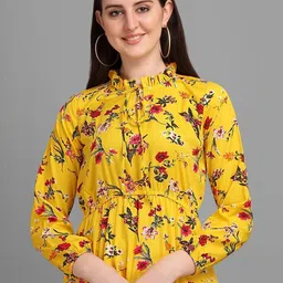 Moda Rapido women Floral Print Tie-Up Neck Crepe A-Line Maxi Dress-picture-16
