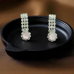 Manvini Women Silver-Plated Cubic Zirconia Necklace & Earrings Set image 2