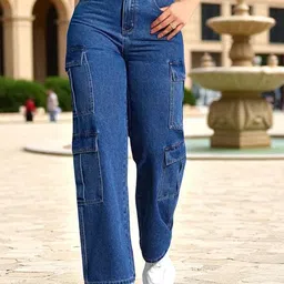 DressBerry Women Comfort Wide Leg High-Rise Light Fade Acid Wash Stretchable Jeans-image-96