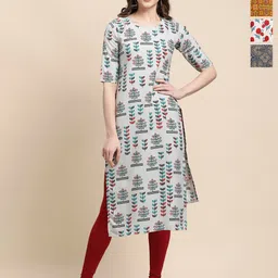 Ethnic basket Women Pack of 4 Geometric Printed Pure Crepe Straight Kurta-picture-35