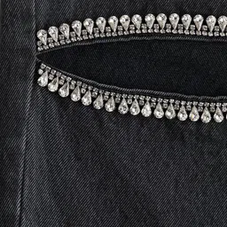 H&M Wide Pure Cotton Embellished Jeans image 5