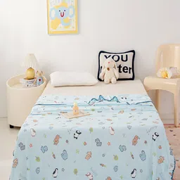 JC HOME Blue & White AC Room 300 GSM Single Bed Blanket-picture-25