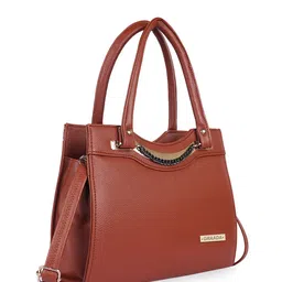 GRAADA Women Solid Structured Zip Detail Handheld Bag image 3