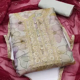 SHADOW & SAINING Embellished Semi-Stitched Dress Material-picture-22