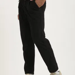 Blu MNKY Men Smart Mid-Rise Corduroy Pleated Trousers image 3