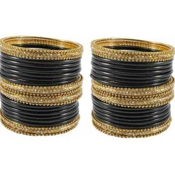 Instyle Forever Set Of 40 Black Glass Artificial Stones & Beads Bangle image 2