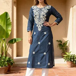 Indo Era Women Floral Embroidered Thread Work Kurta-picture-13