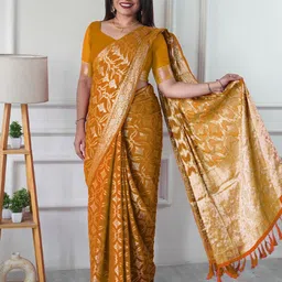 FLOURIOUS Woven Design Zari Pure Georgette Banarasi Saree image 2